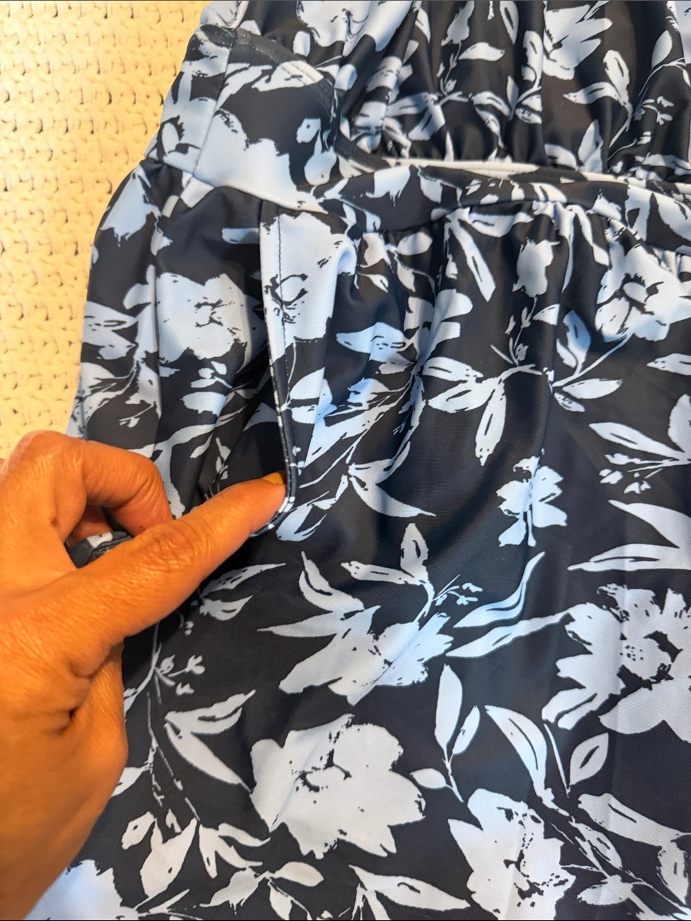 BloomChic Navy and Light Blue Floral Swimshort swim suit - Picture 6 of 6